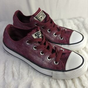 Converse All Star Low Shoes Womens Size 6 Maroon Canvas‎ Athletic Sneakers